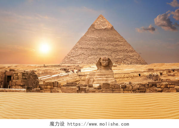 埃及狮身人面像和切弗伦金字塔的美妙景色埃及旅游